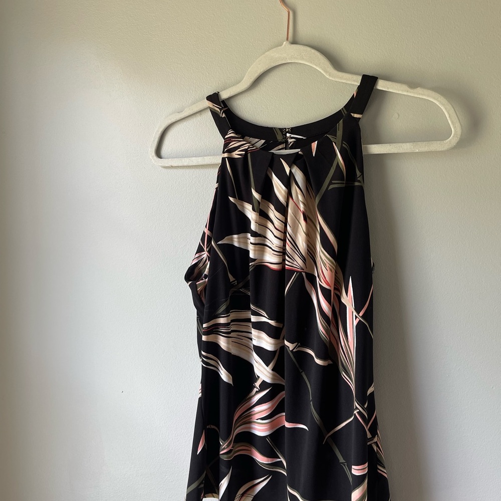 White House Black Market Black and Pink Geometric Blouse